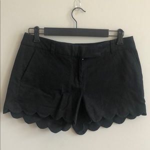 J. Crew 4” Scalloped Linen-Cotton Blend Shorts